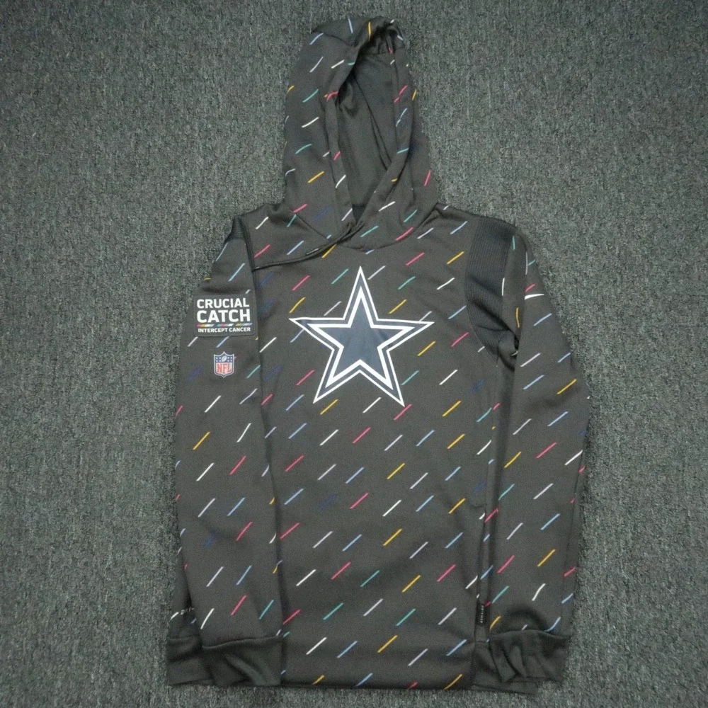 Dallas Cowboys Hoodie Adult Small‎ Gray Nike Crucial Catch Intercept Cancer Mens